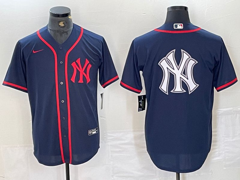 Men New York Yankees Blank Blue Third generation joint name Nike 2024 MLB Jersey style 7->new york yankees->MLB Jersey